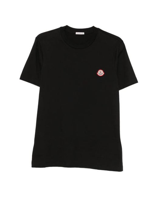 Moncler Black Logo-Patch Crew-Neck T-Shirt for men