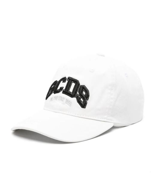 Gcds White Logo-Embroidered Cotton Cap