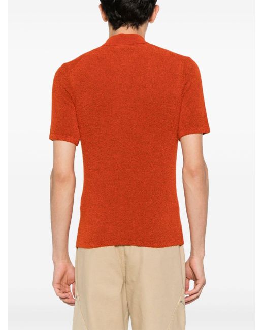 Sandro Orange Terry-knit Polo Shirt for men
