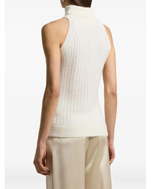 Peserico White Turtleneck Sleeveless Knitted Vest