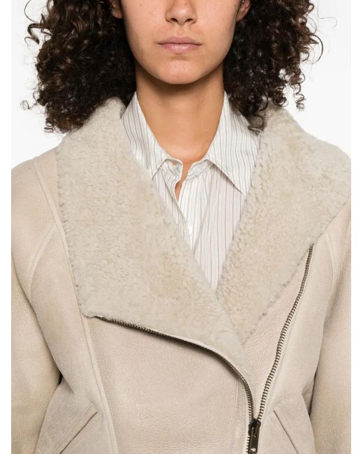 Isabel Marant Natural Blondine Shearling-Jacke mit Reißverschluss