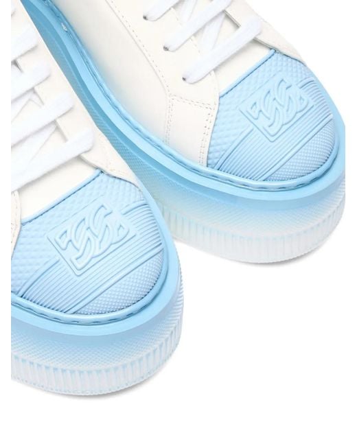 Casadei Blue Nexus Platform Lace-Up Trainers