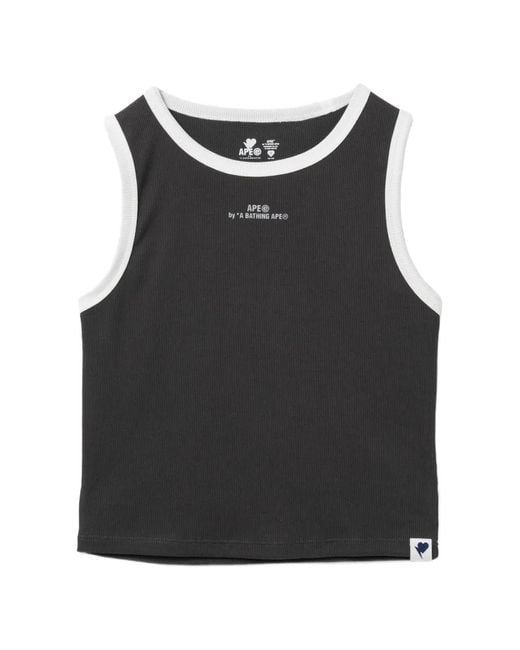 AAPE BY A BATHING AP Black Logo Printed Top
