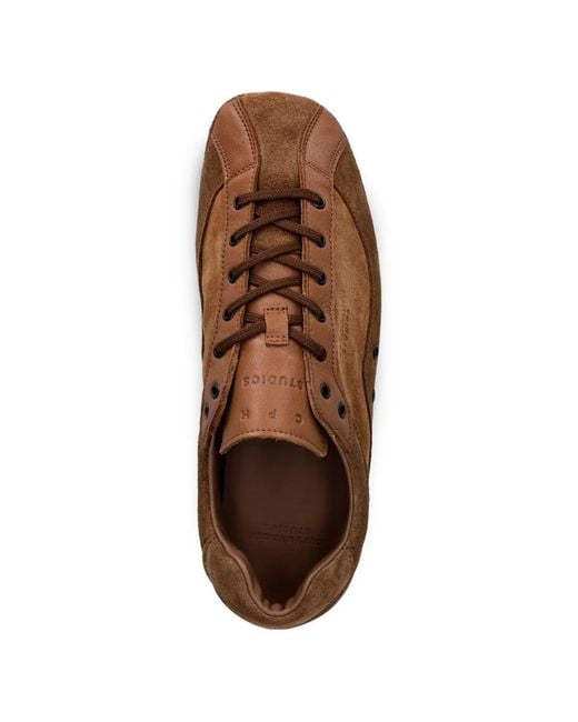 COPENHAGEN Brown Suede Leather-Panelled Sneakers