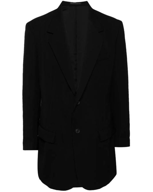 Yohji Yamamoto Black Notched Lapel Single-Breasted Wool Blazer for men