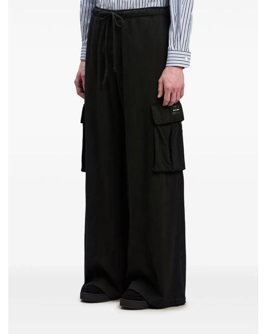Palm Angels Black Wide-Leg Jersey Cargo Pants for men