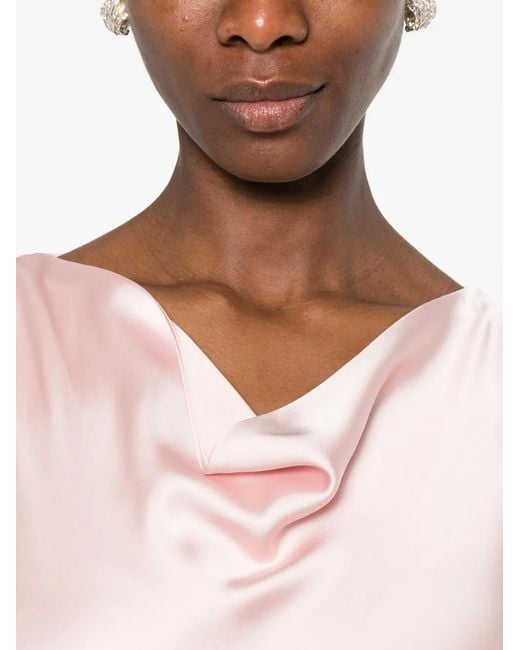 Norma Kamali Pink Cowl-Neck Maxi Dress