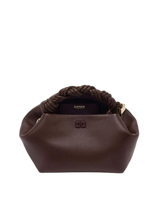 Ganni Brown Small Bou Twisted-Handle Tote Bag