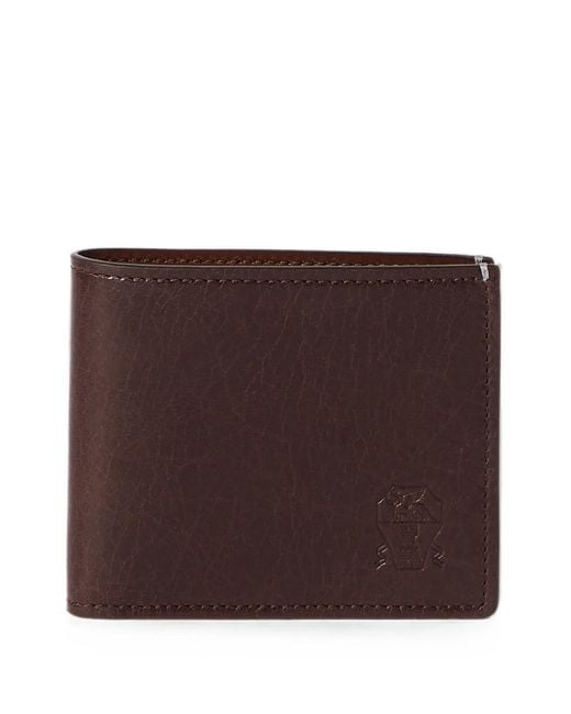 Brunello Cucinelli Brown Brushed Leather Wallet for men
