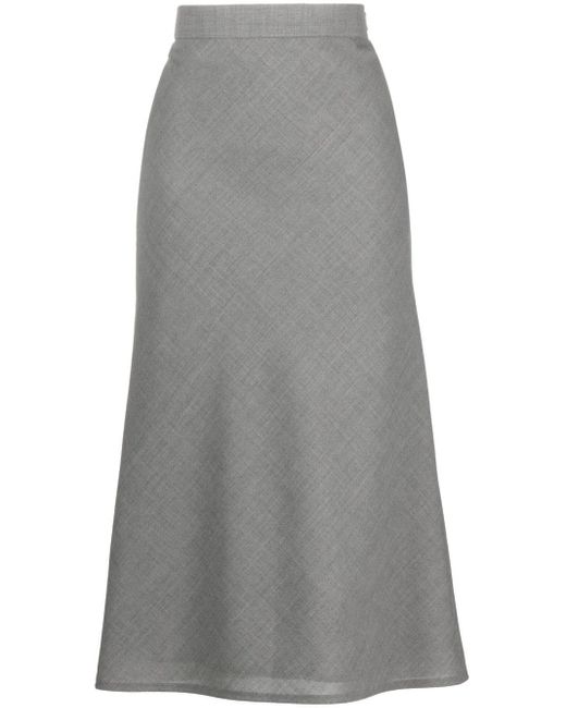 Thom Browne Gray 2-ply Fresco Midi Skirt
