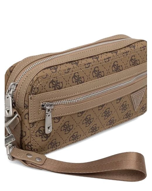 Guess Brown Berlin Monogram-Print Shoulder Bag for men