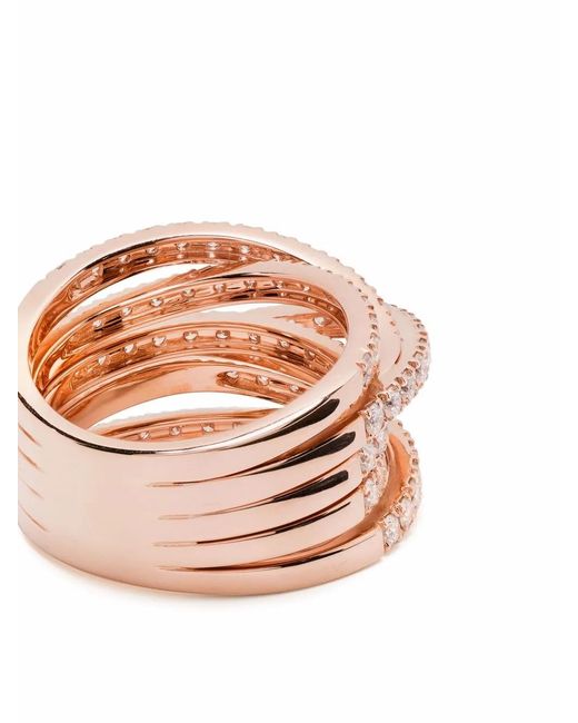 Leo Pizzo White 18Kt Rose Diamond Waves Ring