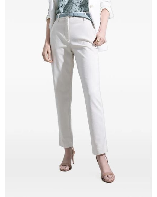 Eleventy White Tapered Cropped Trousers