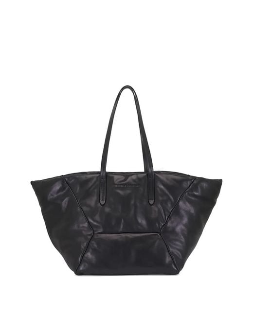 Brunello Cucinelli Black Medium Duo Panelled Tote Bag