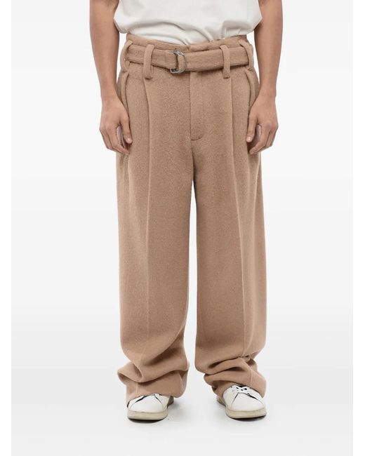 Jil Sander Natural Belted Pleated Trousers for men