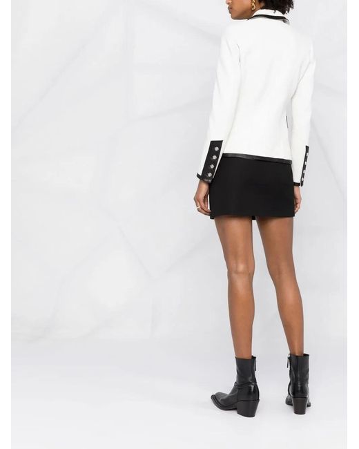 Philipp Plein White Two-Tone Leather Blazer