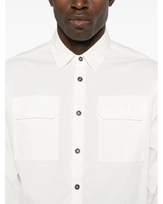 C P Company White Lens-Detail Cotton Shirt for men