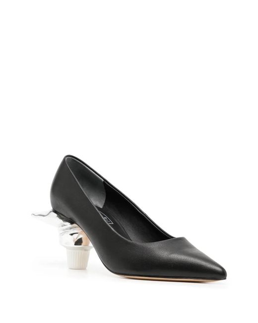 Maison Mihara Yasuhiro Black Toothpaste Heel 60Mm Leather Pumps