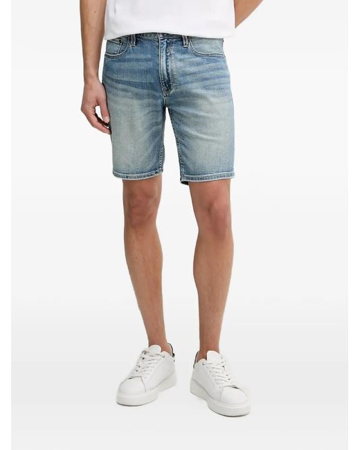 Guess Blue Logo-Patch Denim Shorts for men