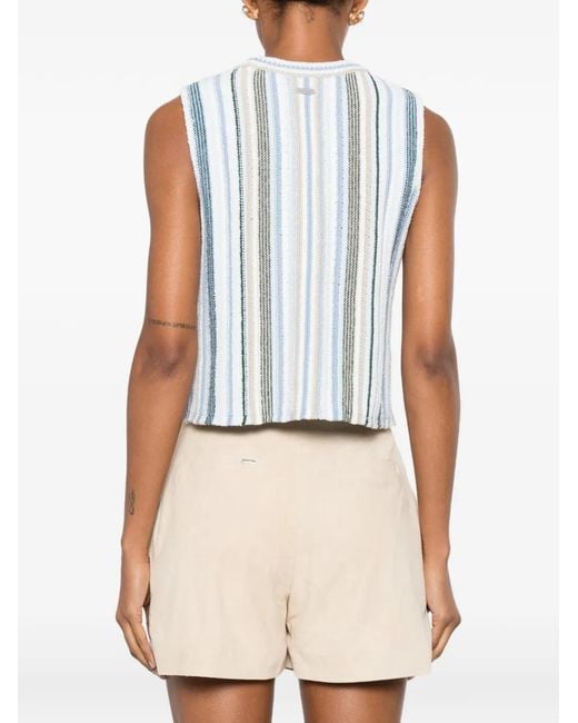 Barbour Blue Josie Knitted Stripe-Pattern Top