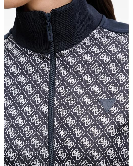 Guess Gray Patterned Zip-Up Sweatshirt