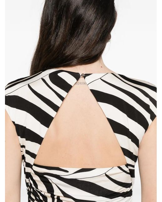 Marella White Rugiada Zebra-Pattern Midi Dress