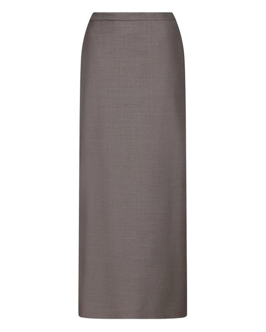 Loulou de Saison Gray Cara Elasticated Waistband Vent Maxi Skirt