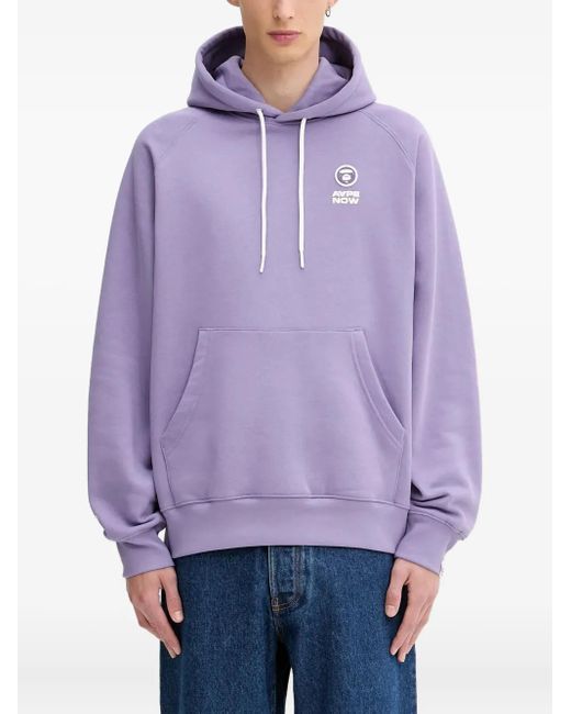 Aape By A Bathing Ape Purple Logo-Detail Patch-Pocket Hoodie for men