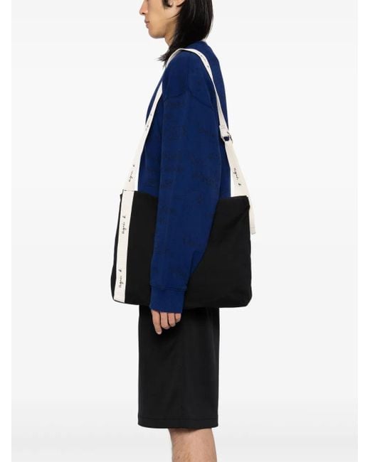 Agnes B. Black Logo-Patch Canvas Tote Bag