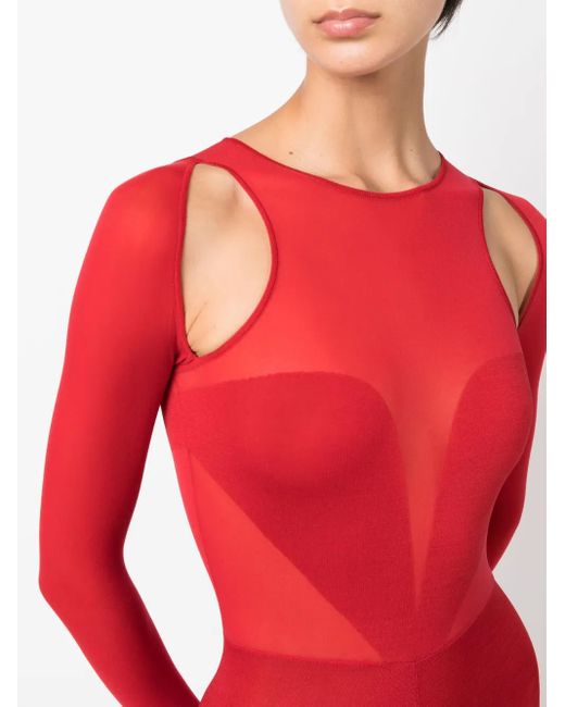 McQueen Red Cut-Out Long-Sleeve Jumpsuit