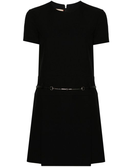 Robe courte à détails de mors Gucci en coloris Black