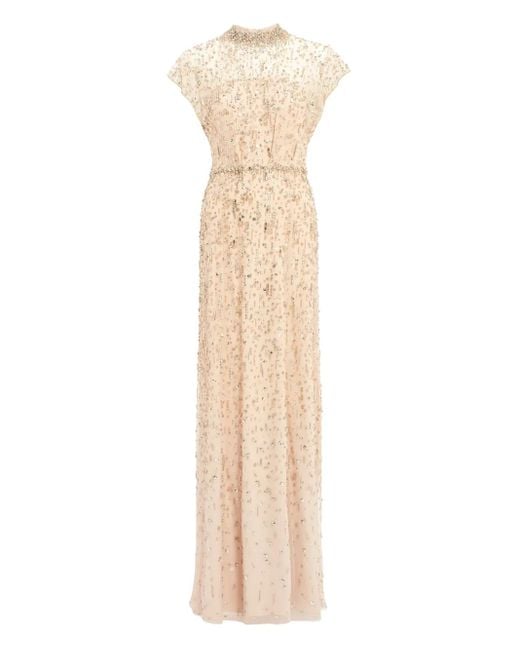 Robe Ornée De Cristaux À Col Montant Jenny Packham en coloris Natural