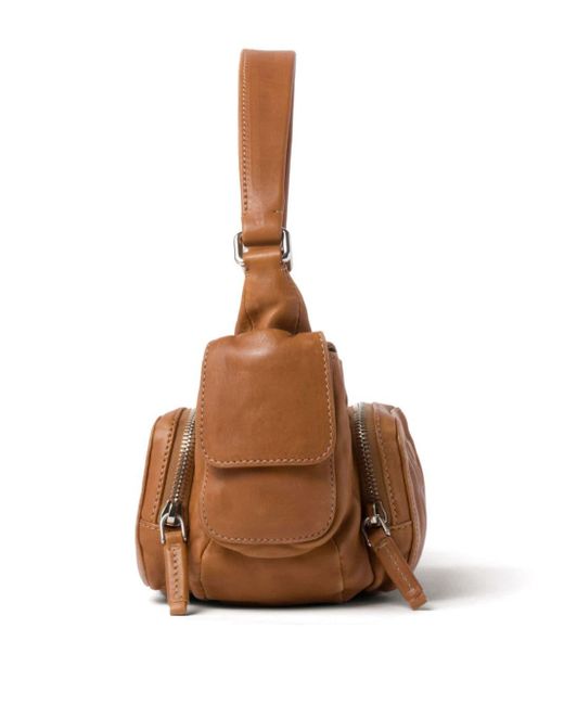 Miu Miu Brown Pocket Leather Shoulder Bag
