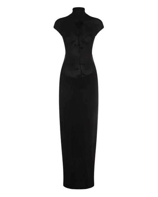 Abito Midi Con Stampa A Fiori di Jean Paul Gaultier in Black