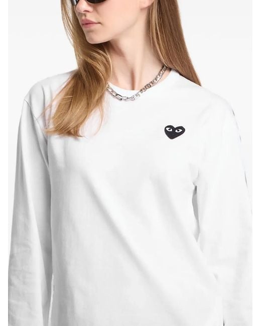 COMME DES GARÇONS PLAY White Heart-Patch Long-Sleeve T-Shirt
