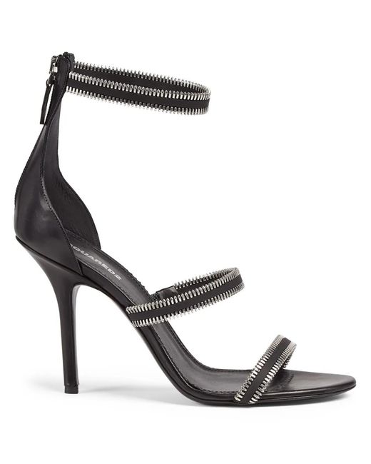 DSquared² Black Stud-Embellished Leather Sandals