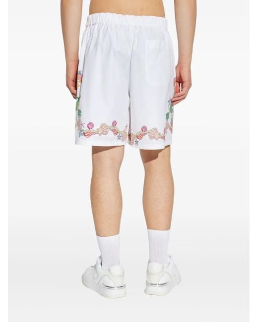 Versace White Graphic-Print Shorts for men