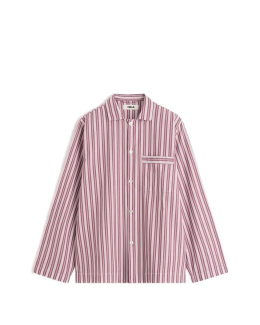 Tekla Pink Striped Pyjamas Shirt