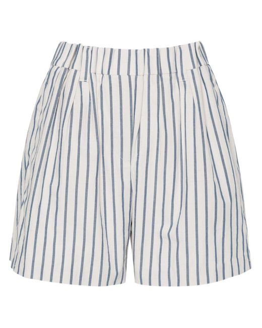 Brunello Cucinelli White High-waist Striped Shorts