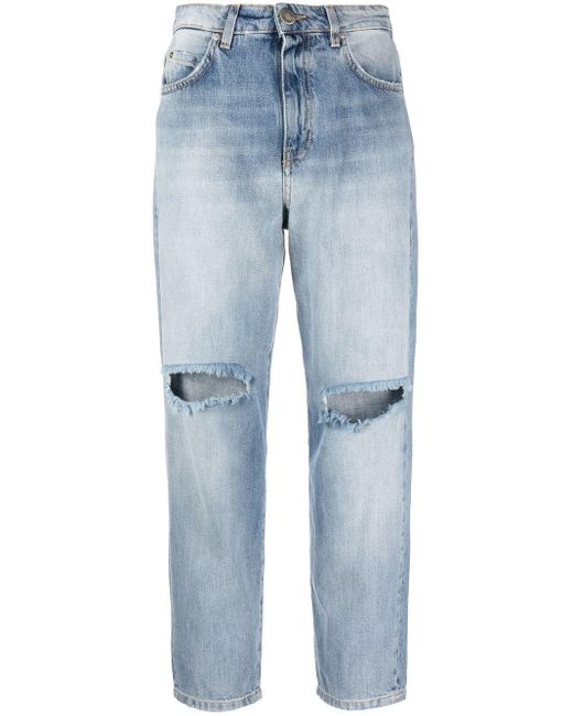 Pinko Denim Ripped Mom-fit Vintage Jeans in Blue | Lyst