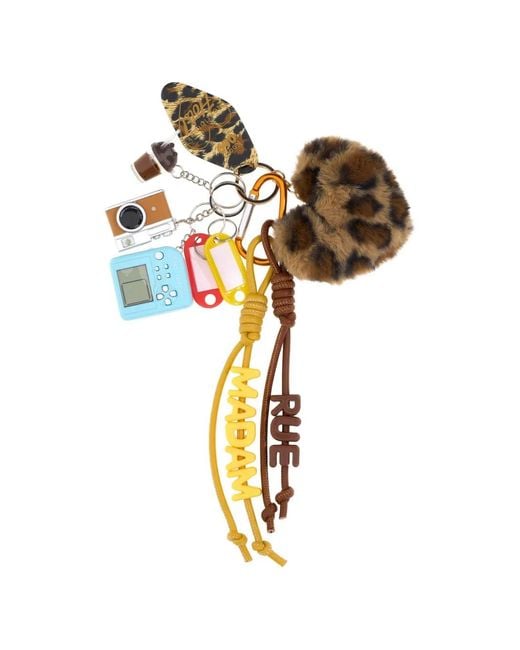 RUE MADAM PARIS Metallic Leopard-Print Heart-Charm Keyring