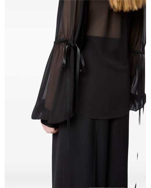 Nina Ricci Black See-Through Bow Shirt