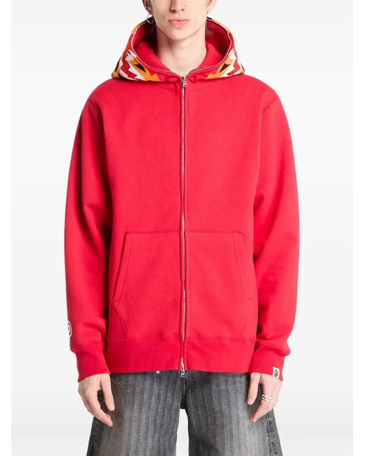 A Bathing Ape Tiger-Embroidered Zip-Up Hoodie