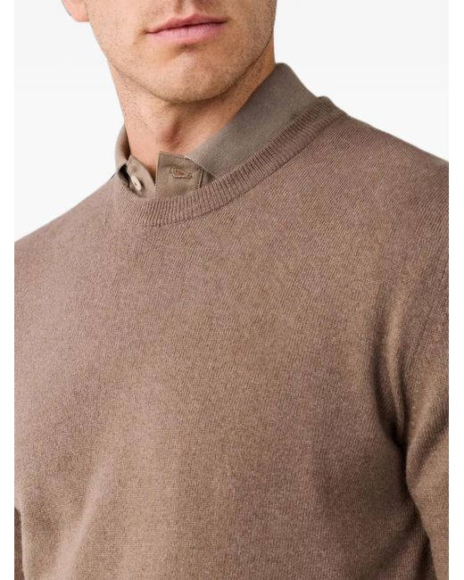 Hackett Brown Elbow-Patch Crew-Neck Knit for men