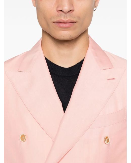 Caruso Pink Aida Double-Breasted Pocket Blazer for men