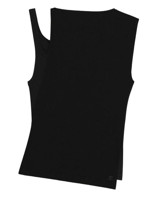 Courreges アシンメトリーネック トップ Black
