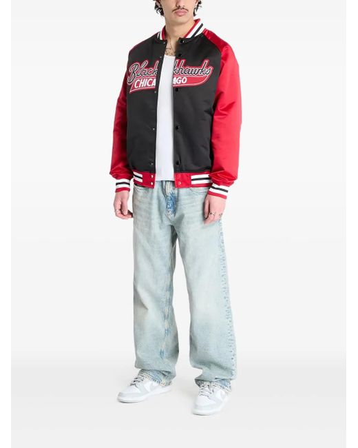 Mitchell & Ness Red Logo-Print Bomber Jacket for men