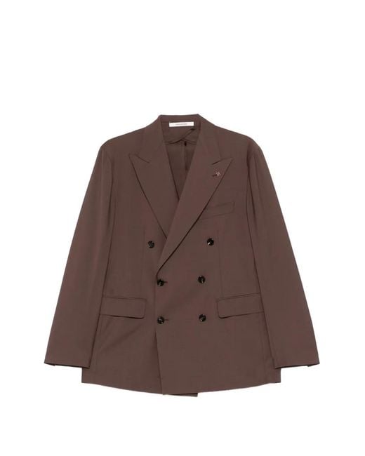 Tagliatore Brown Double-Breasted Blazer for men
