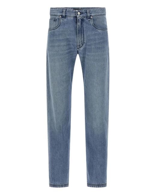 Fendi Blue Faded-Effect Five-Pocket Jeans for men