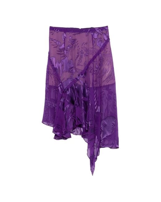 DSquared² Purple Floral Asymmetric Mini Skirt